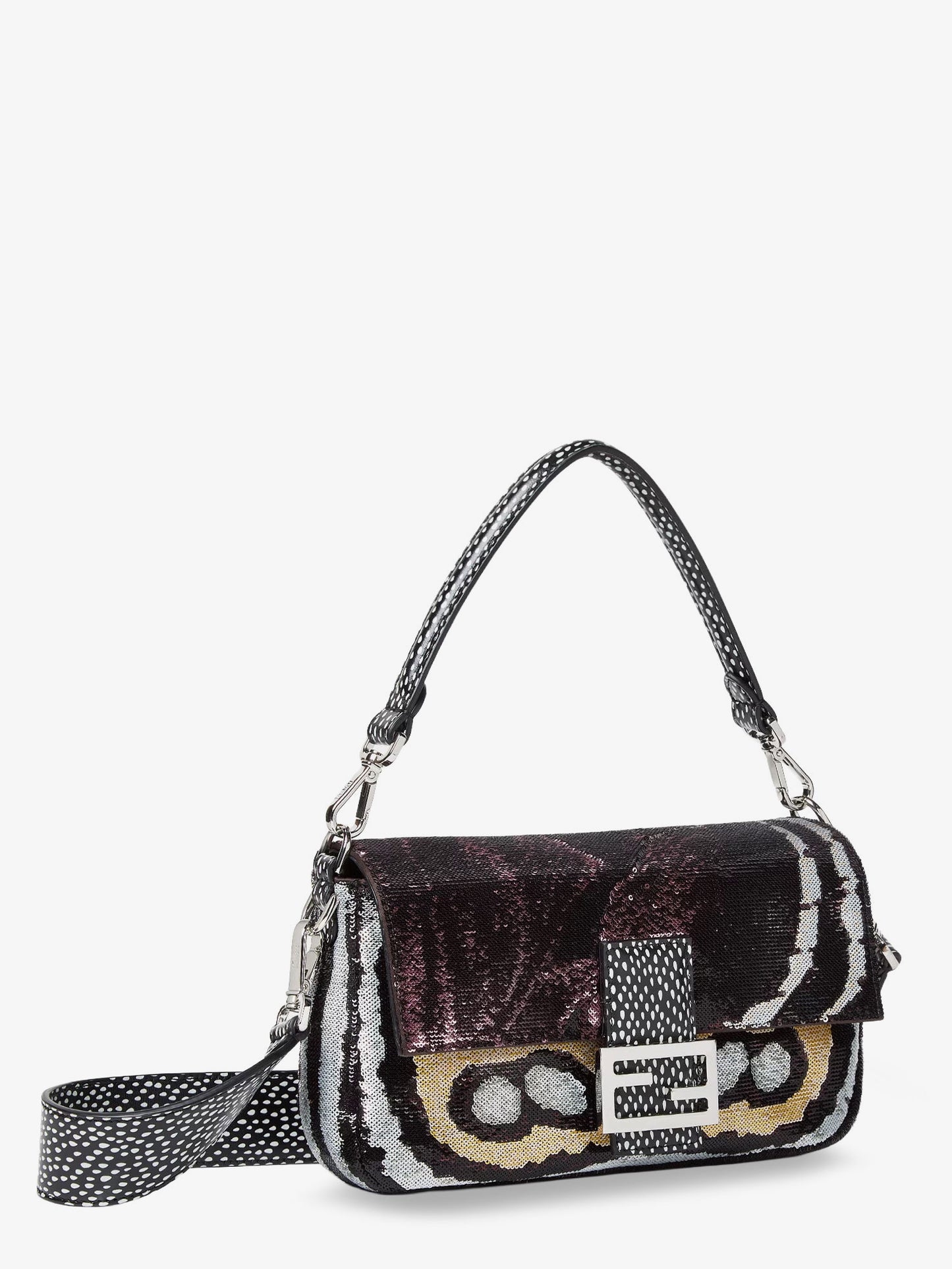 Baguette crossbody bag with Night Butterfly multicolor sequins
