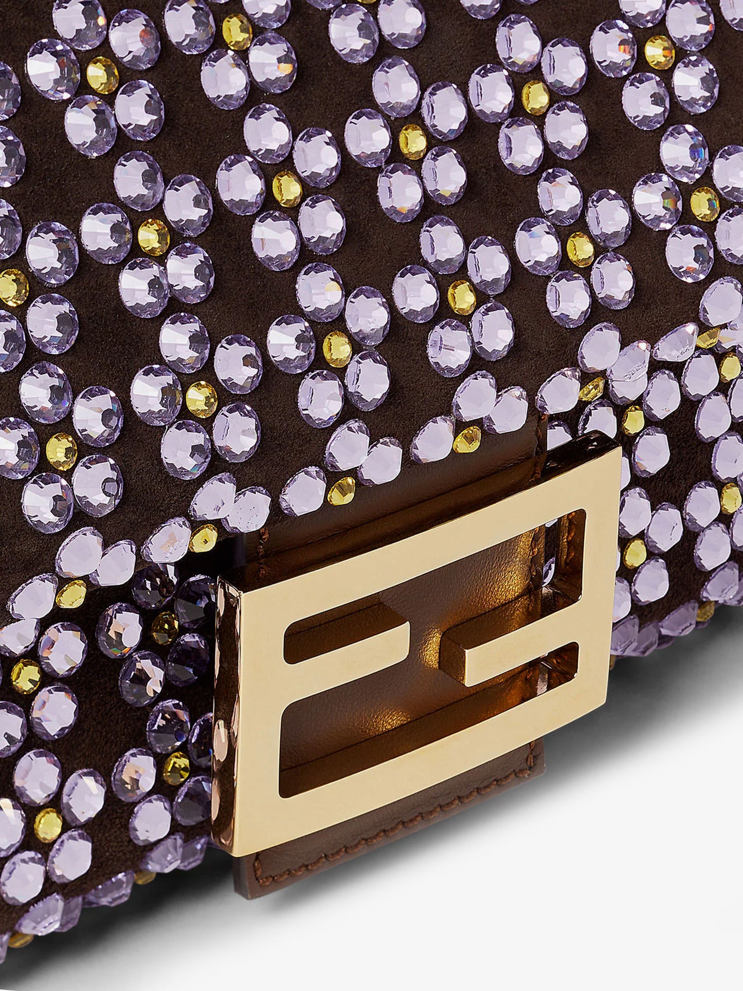 Baguette® leather crossbody bag with Blooming Crystals motif