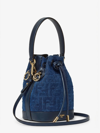 Borsa a tracolla Mon Tresor in denim floccato FF thumbnail