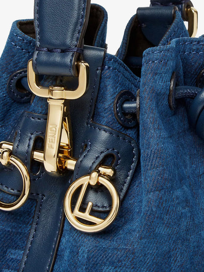 Borsa a tracolla Mon Tresor in denim floccato FF thumbnail