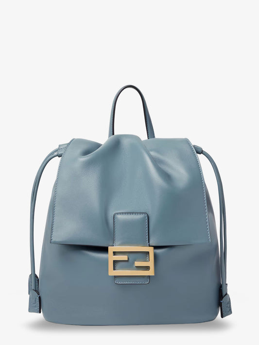 Leather backpack with metal FF logo detail
