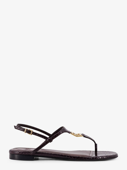 Fold leather sandals with reptile effect thumbnail