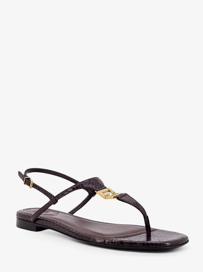 Fold leather sandals with reptile effect thumbnail