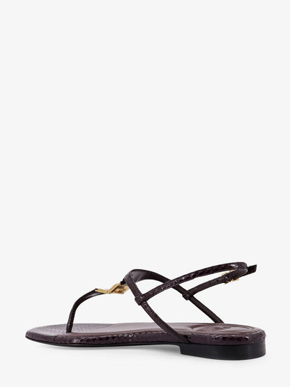 Fold leather sandals with reptile effect thumbnail