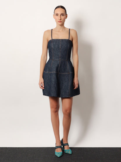 Padded denim mini dress thumbnail