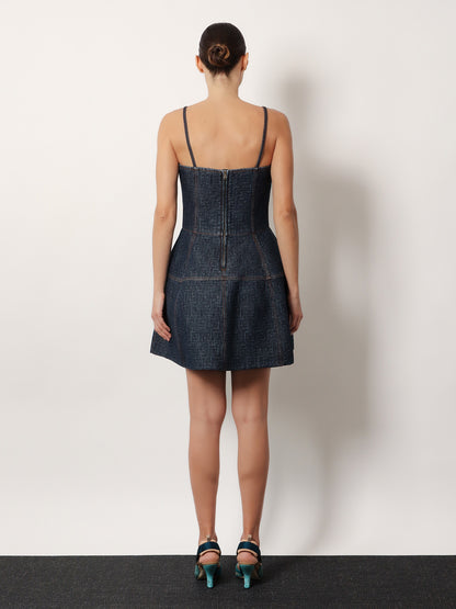 Padded denim mini dress thumbnail