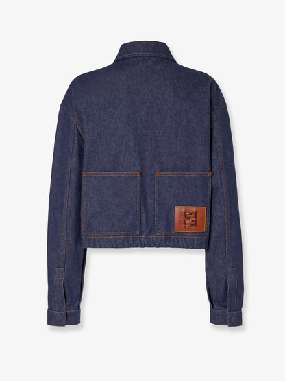 Denim jacket with front embroidered logo thumbnail