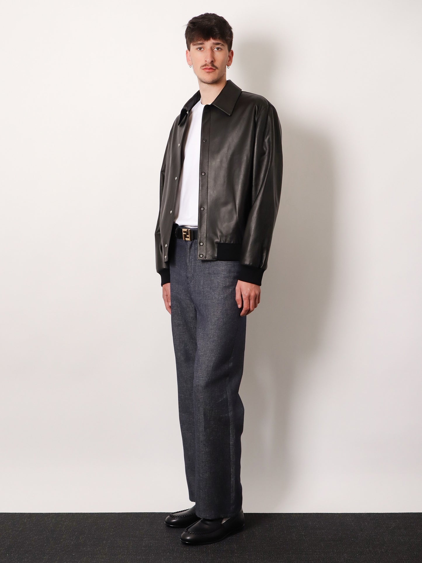 Jeans Relaxed in lino, cotone e seta