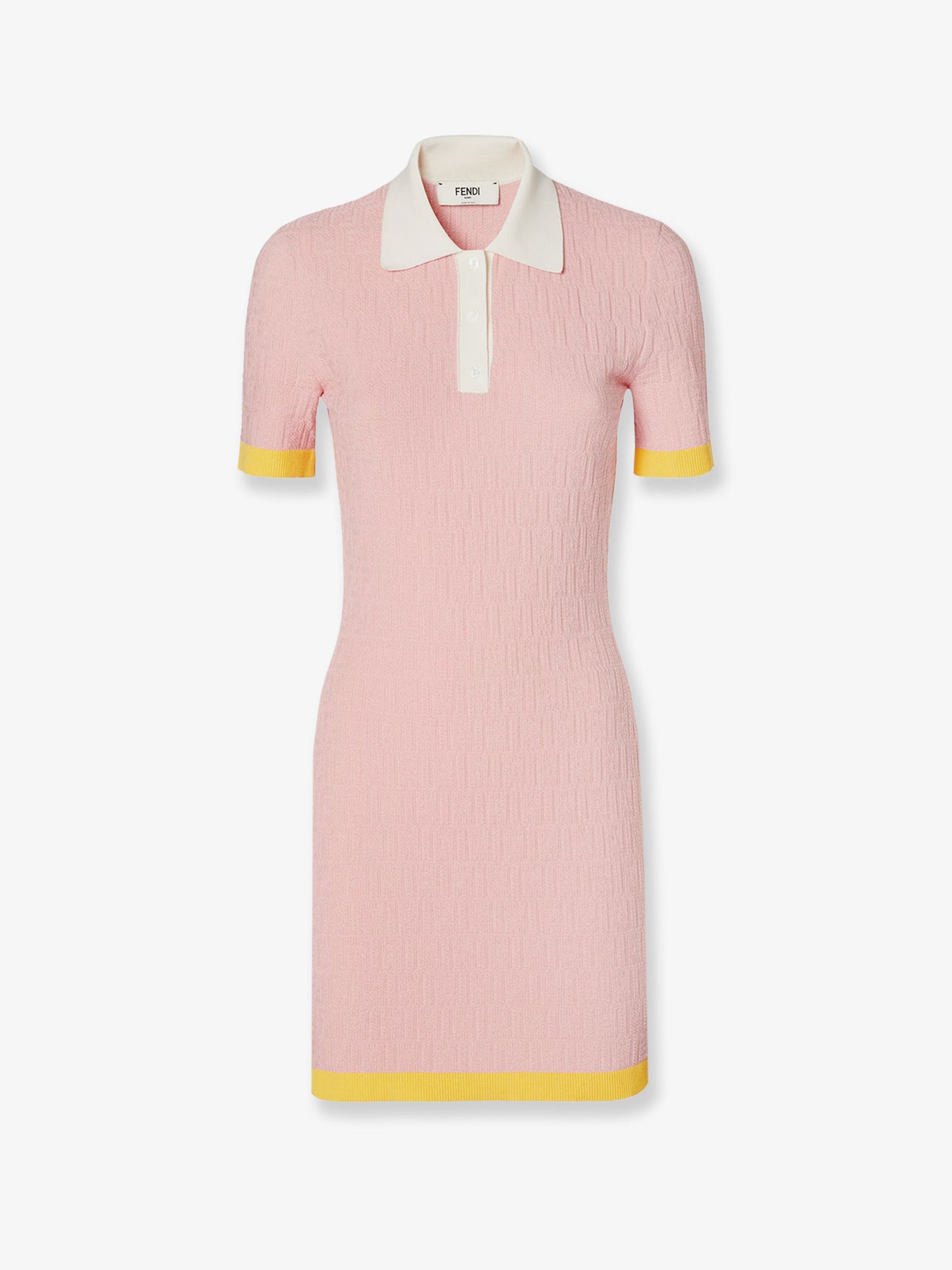 Cotton and silk blend short dress with all-over FF motif