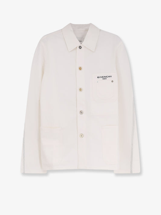 Denim jacket with iconic lettering logo on the front