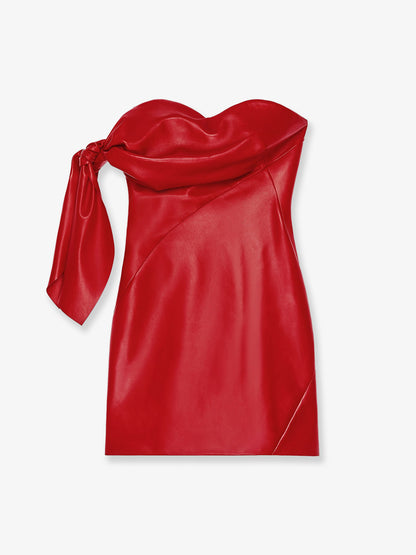 Leather bustier dress with bow detail thumbnail