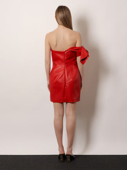 Leather bustier dress with bow detail thumbnail