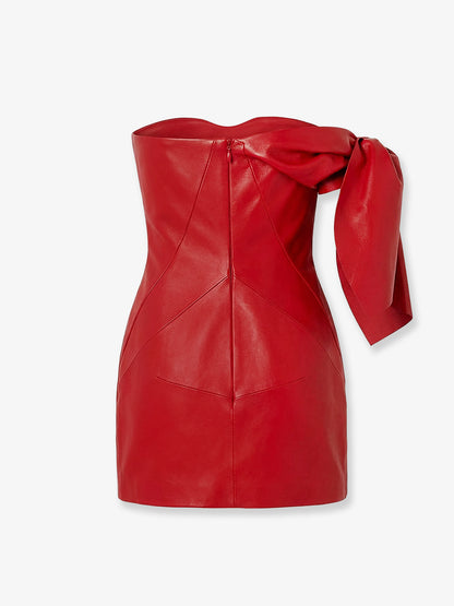 Leather bustier dress with bow detail thumbnail