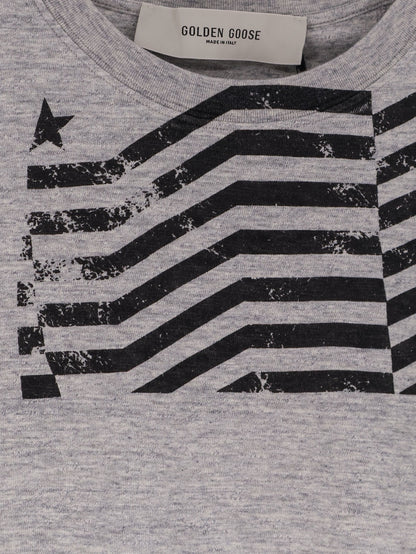 T-shirt in cotone con stampa Flag frontale thumbnail
