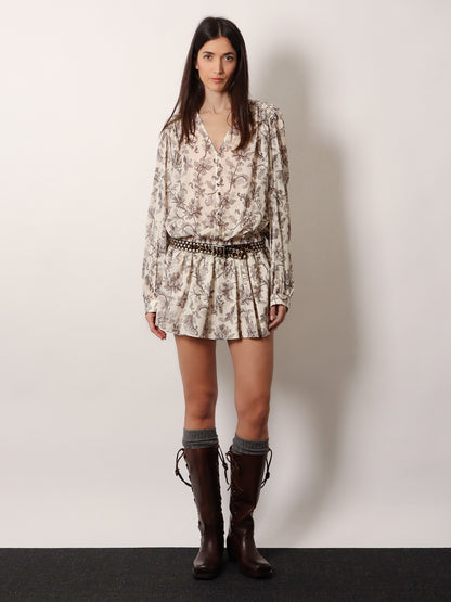 Short cotton dress with floral pattern thumbnail