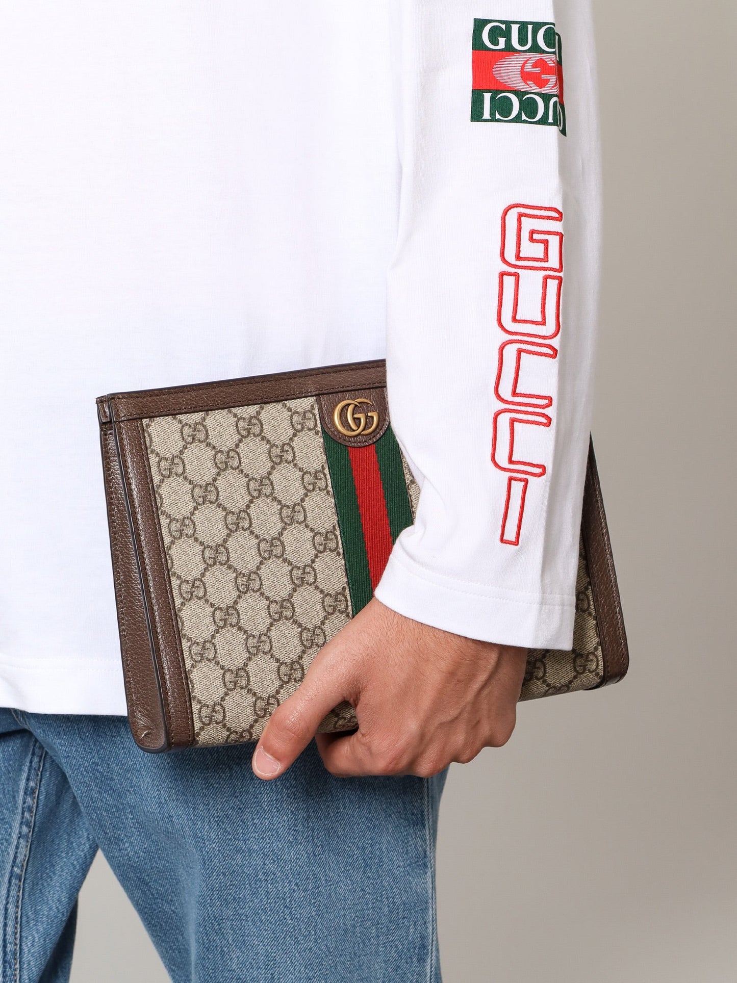 Ophidia GG fabric clutch