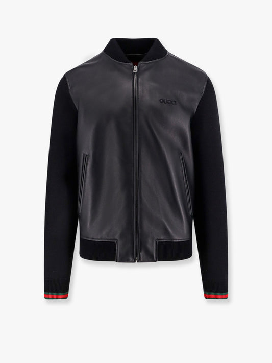 Leather and wool jacket