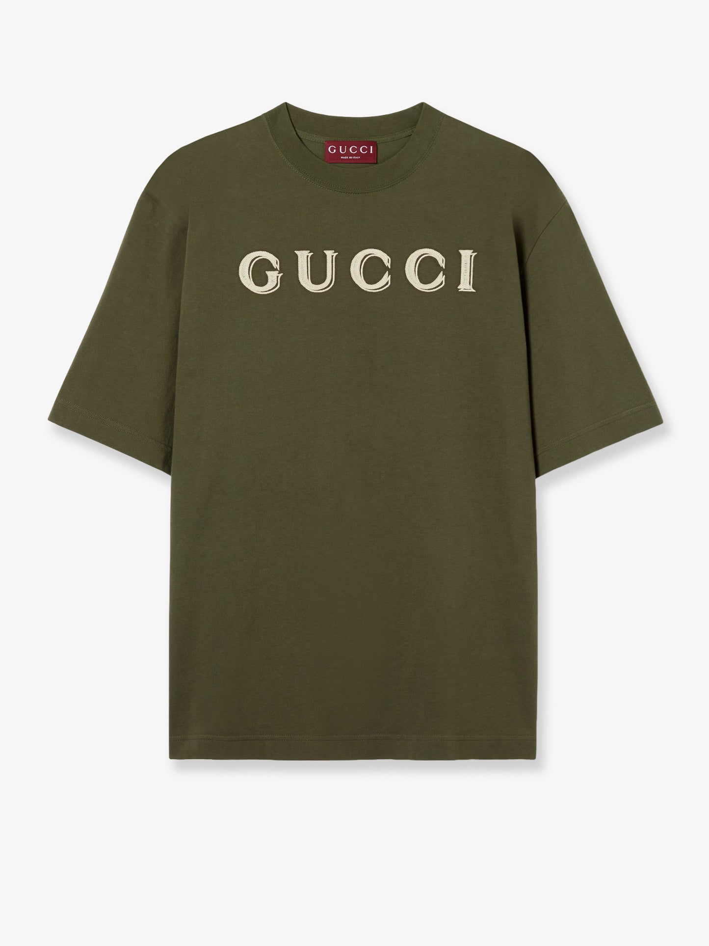 T-shirt in cotone con ricamo Gucci frontale