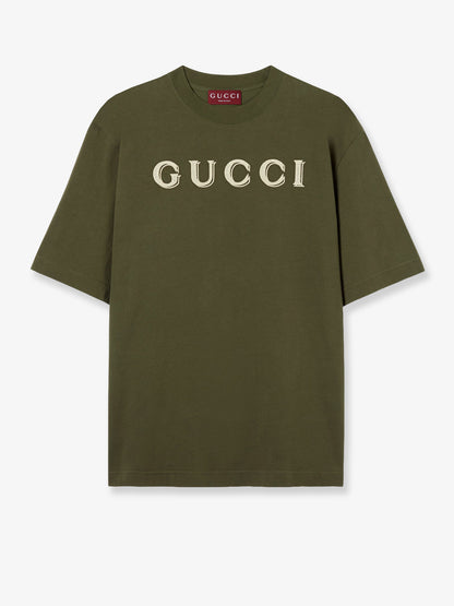 T-shirt in cotone con ricamo Gucci frontale thumbnail