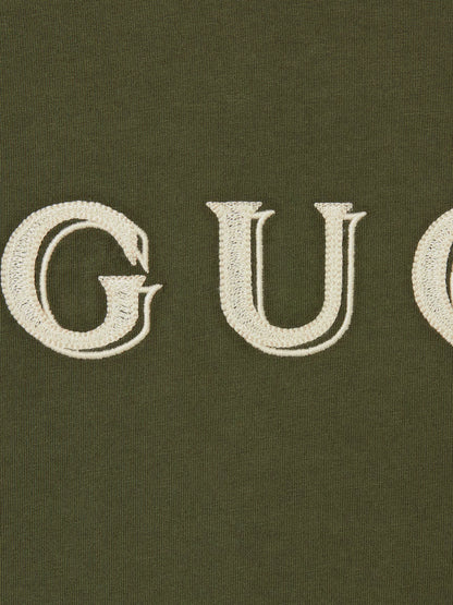 T-shirt in cotone con ricamo Gucci frontale thumbnail