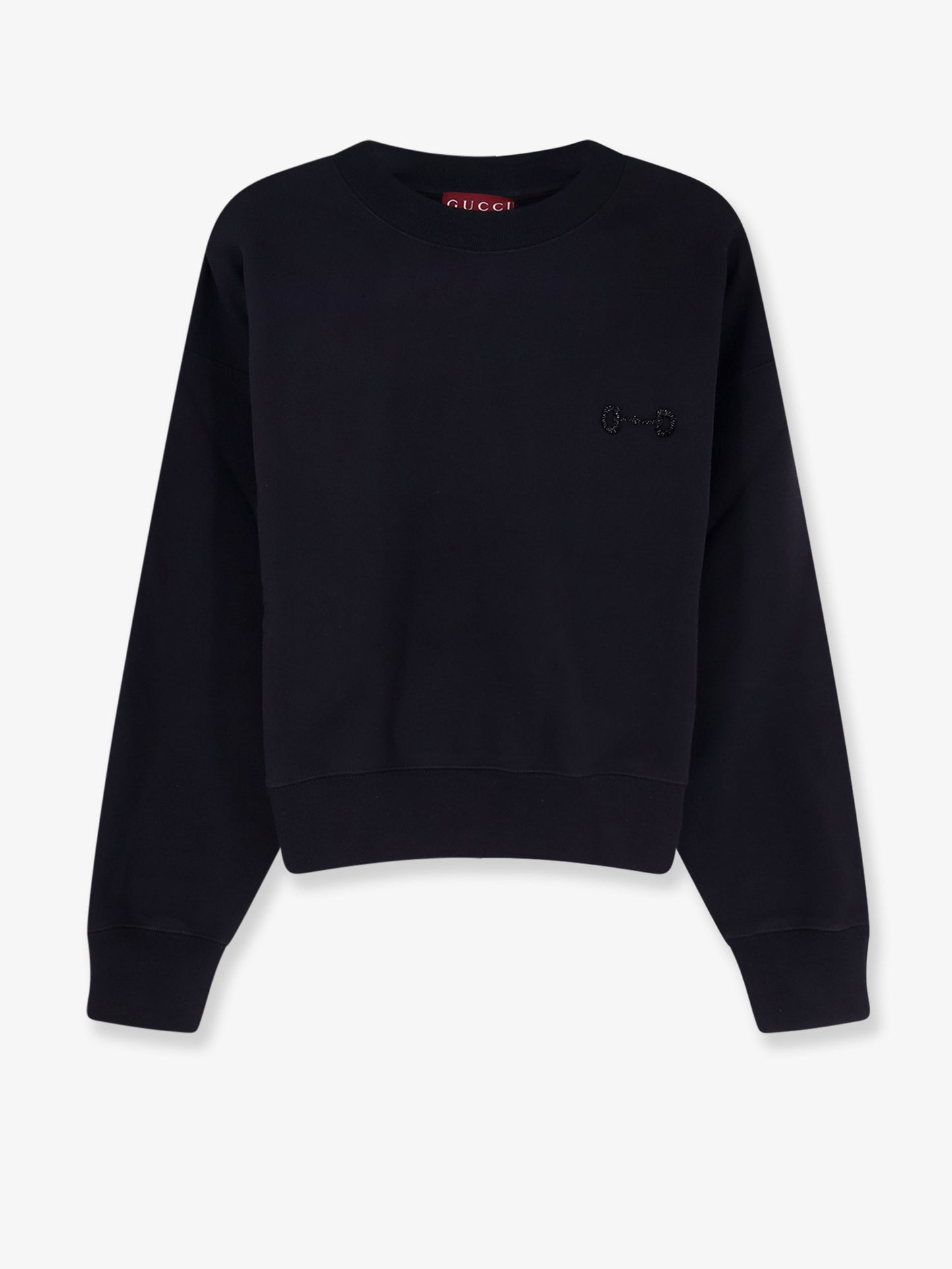 Cotton sweatshirt with beaded Horsebit detail