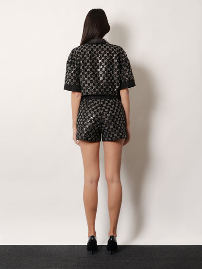 Lightweight lamé wool tweed top thumbnail