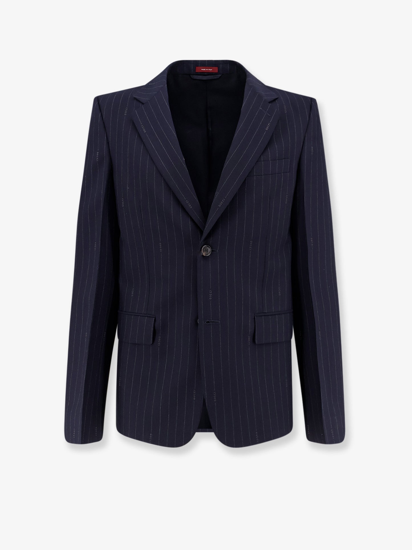 Blazer monopetto in lana gessata Gucci