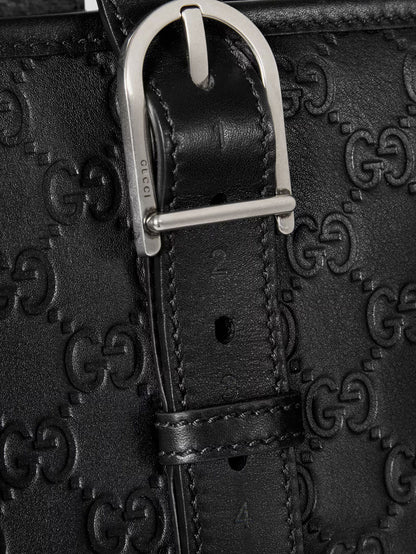 GG Emblem  leather shopping bag with embossed GG motif thumbnail