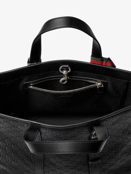 GG Emblem  leather shopping bag with embossed GG motif thumbnail