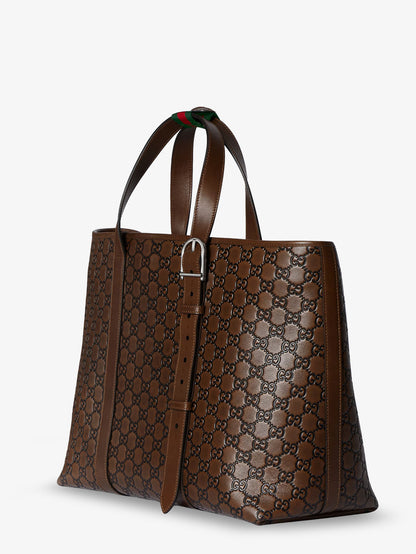 GG Emblem leather shopping bag thumbnail