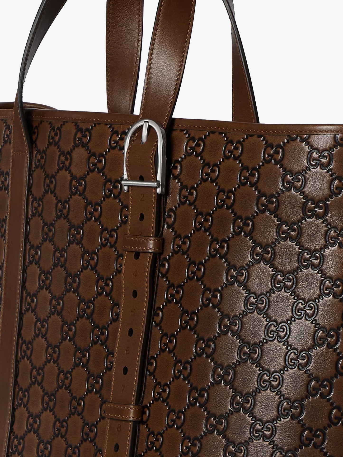 GG Emblem leather shopping bag