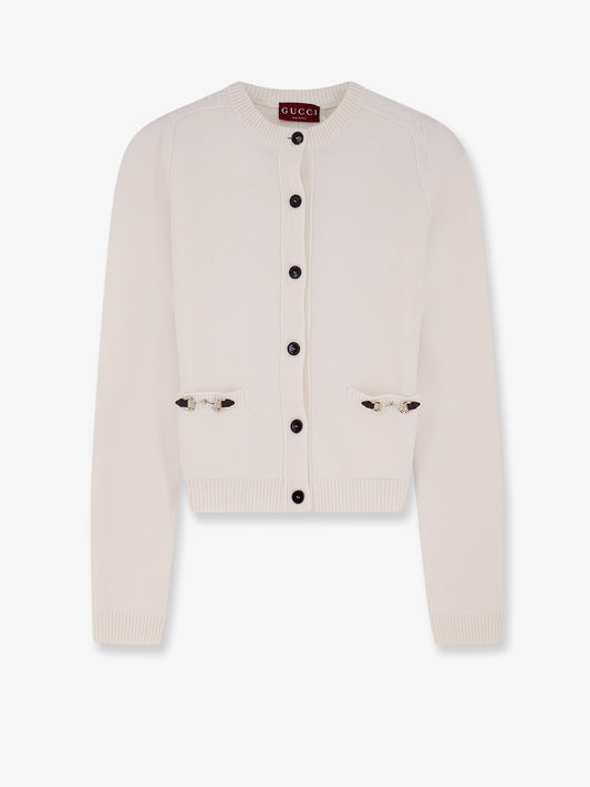 Wool and cashmere cardigan with metal Horsebit