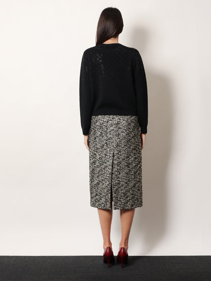 Midi skirt in laminated bouclé fabric thumbnail