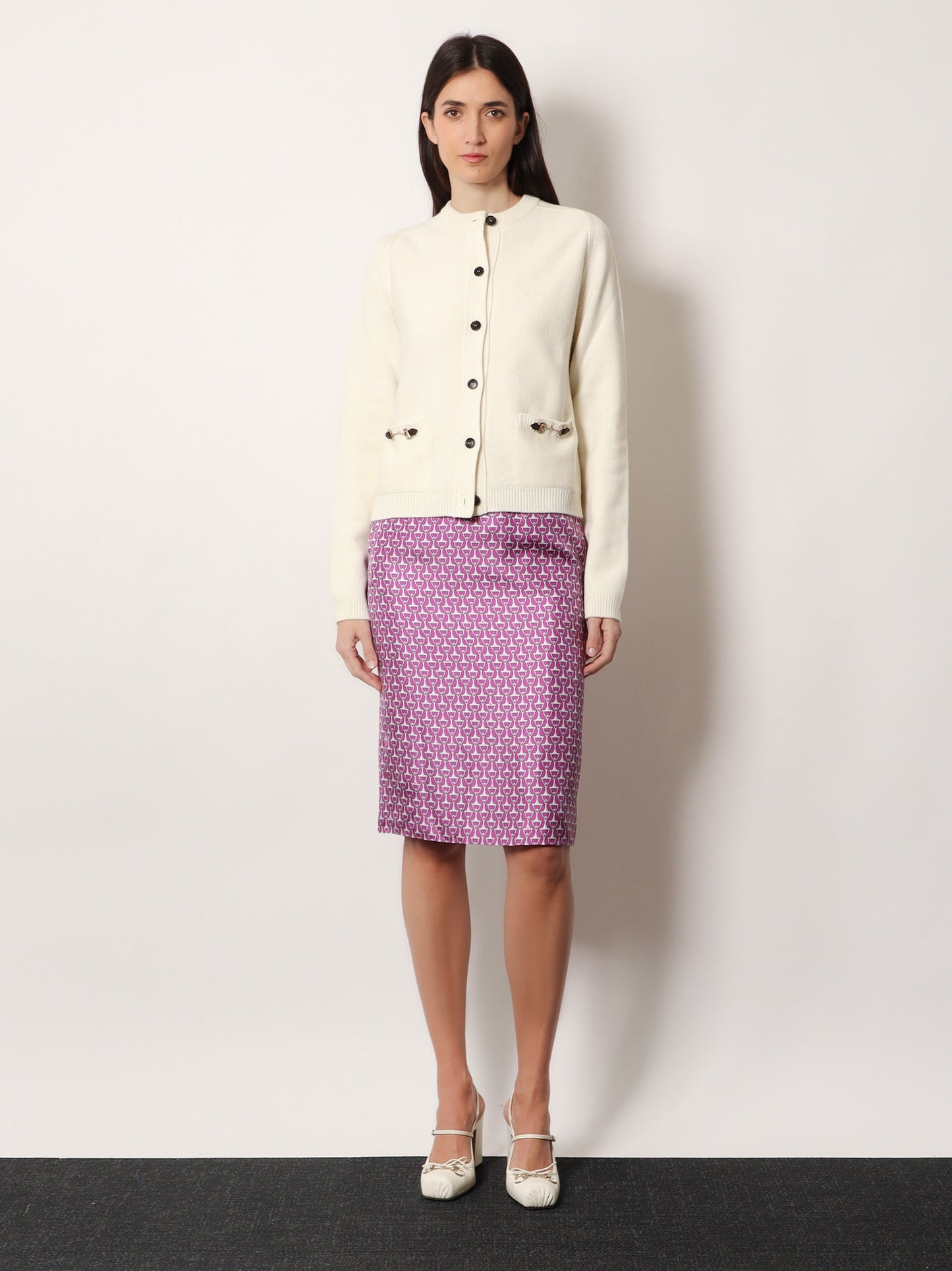 Silk skirt with Horsebit print