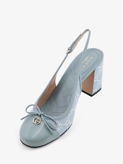 Denim pumps with all-over logo detail thumbnail