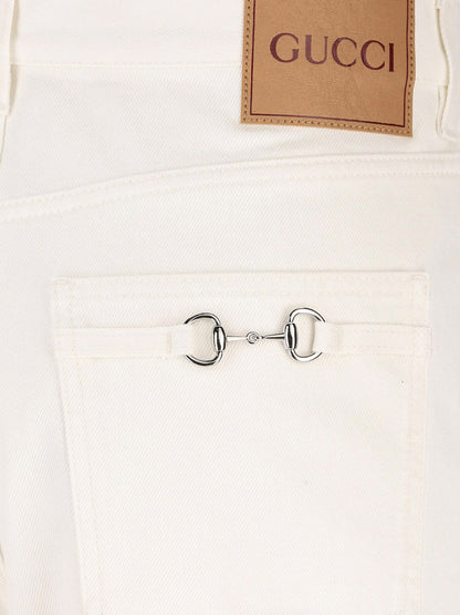 Denim trousers with metal Horsebit detail on the back thumbnail