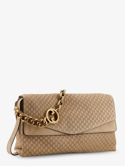 Suede and GG canvas shoulder bag thumbnail