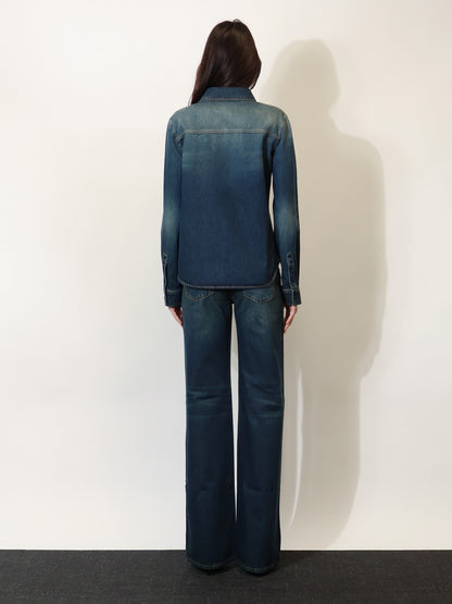 Denim shirt with embroidery thumbnail