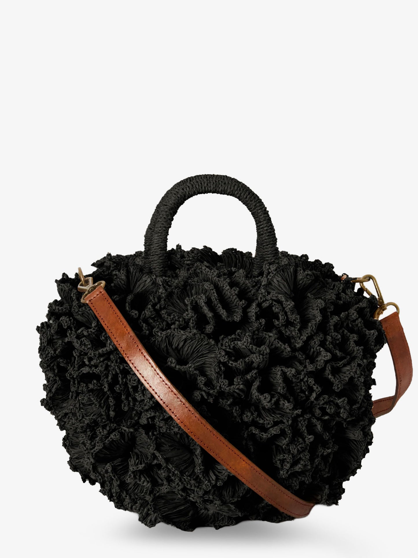 Coral raffia crossbody bag