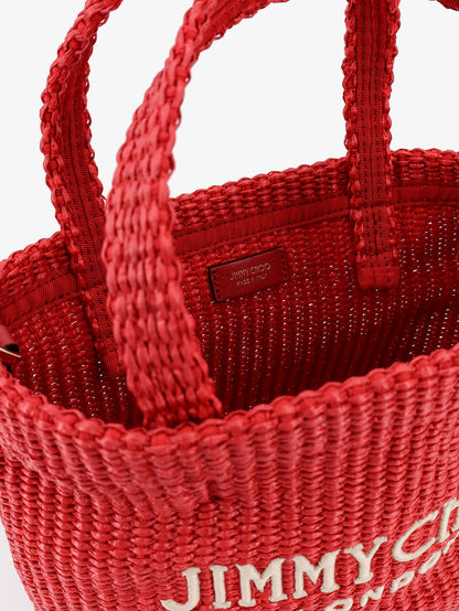 Raffia crossbody bag with embroidered logo on the front thumbnail