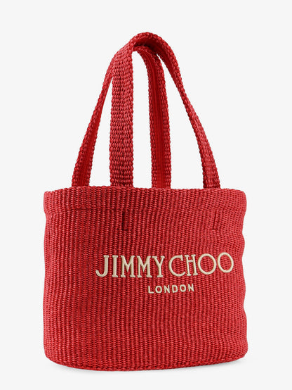 Raffia shopping bag with lettering logo on the front thumbnail
