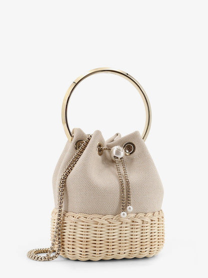 Bon Bon raffia and canvas bucket bag thumbnail
