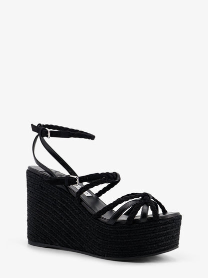 Nyra leather and raffia sandals thumbnail