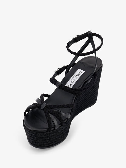 Nyra leather and raffia sandals thumbnail