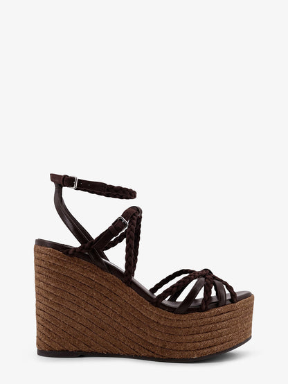 Nyra leather and raffia sandals thumbnail