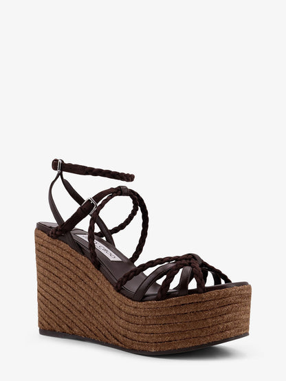 Nyra leather and raffia sandals thumbnail