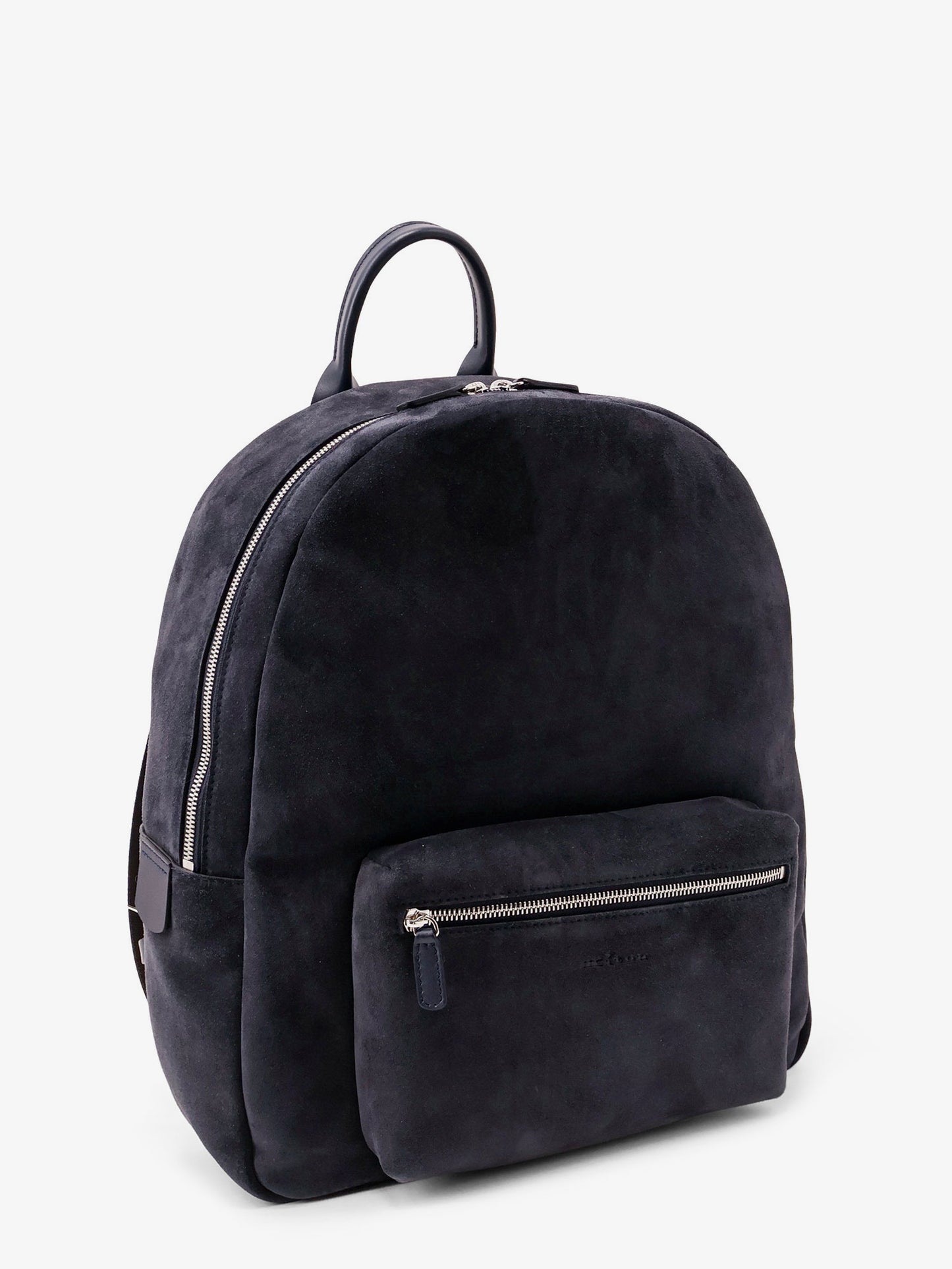 Suede backpack with engraved logo