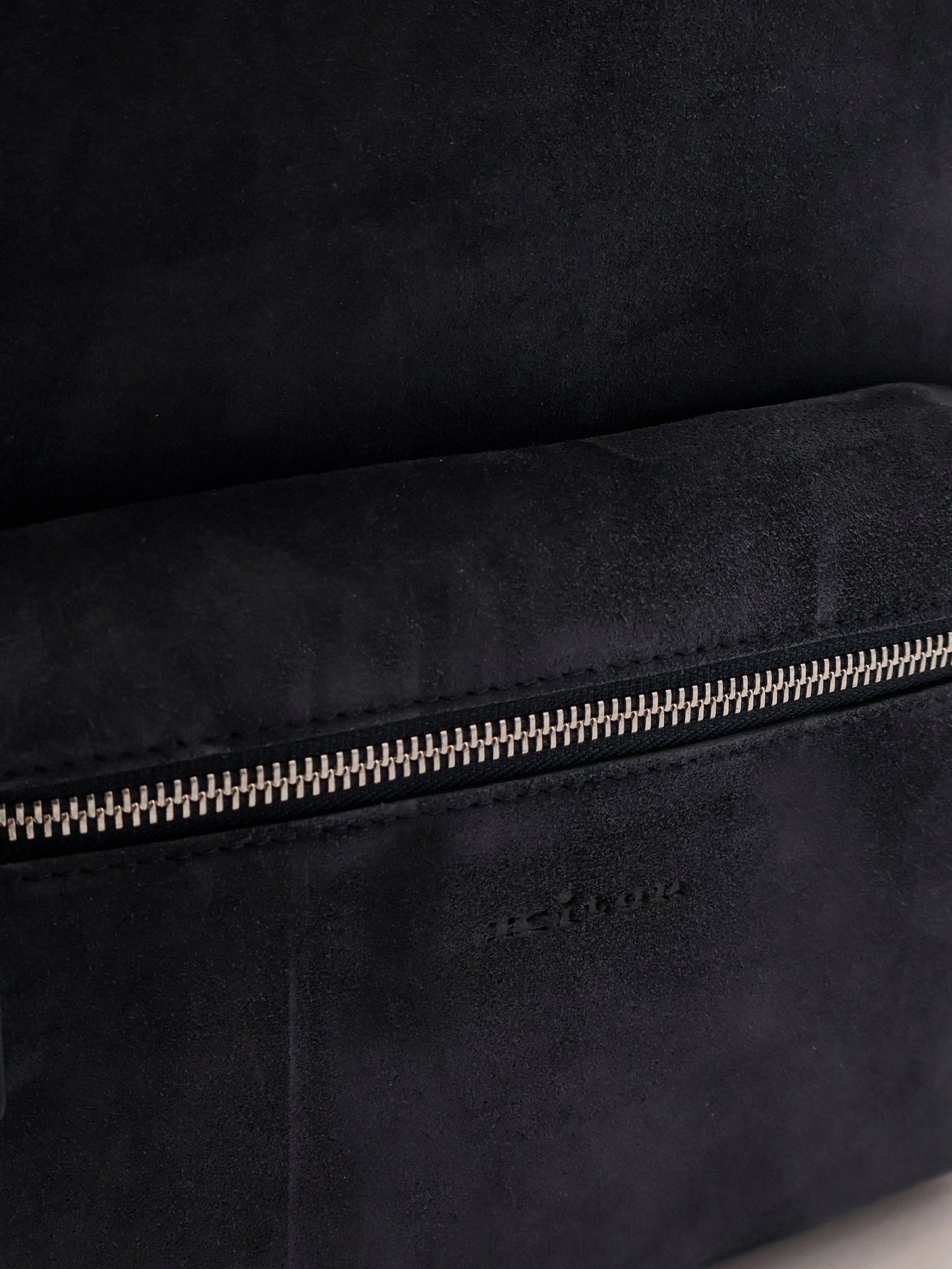 Suede backpack with engraved logo