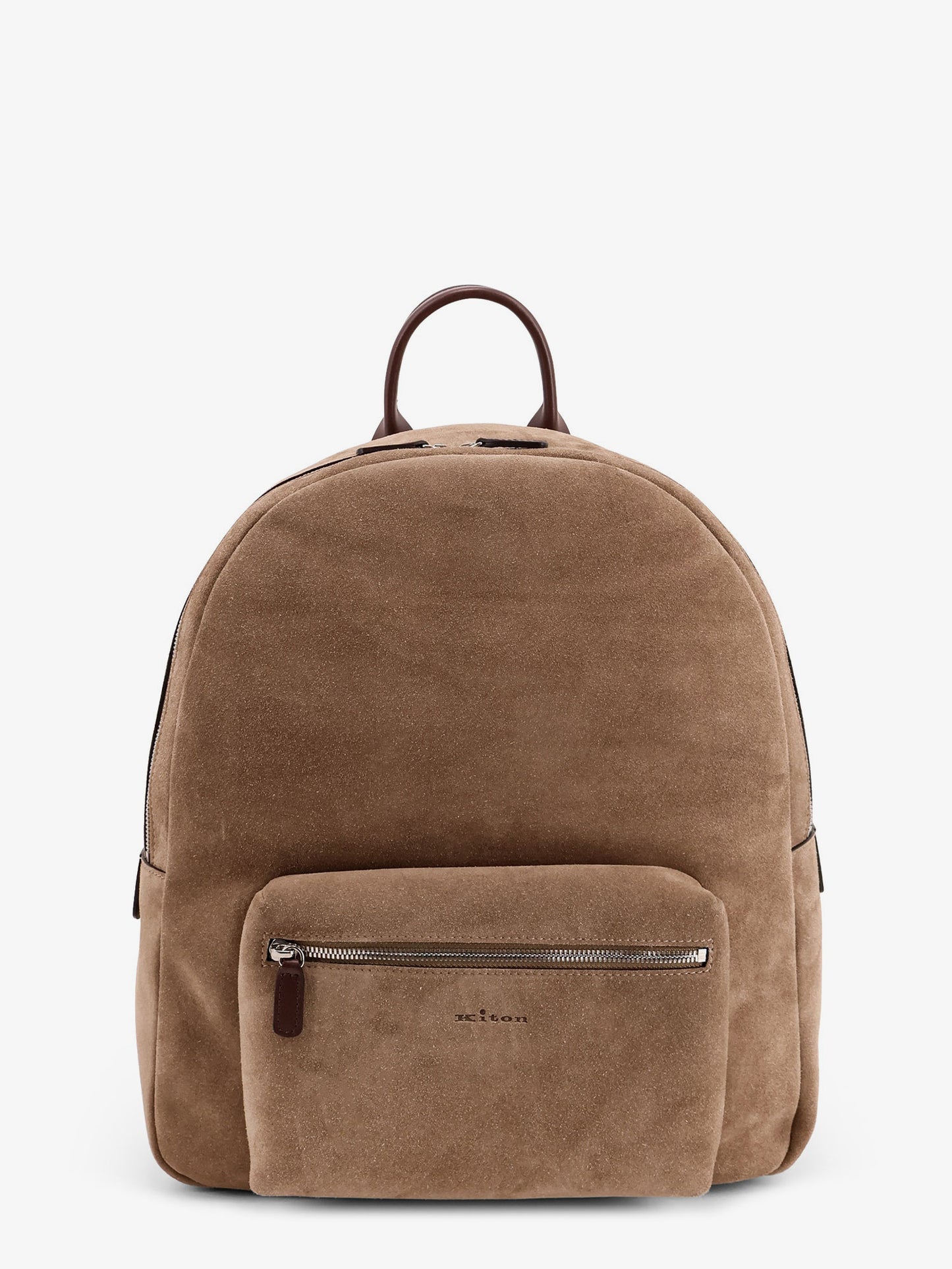Suede backpack with engraved logo