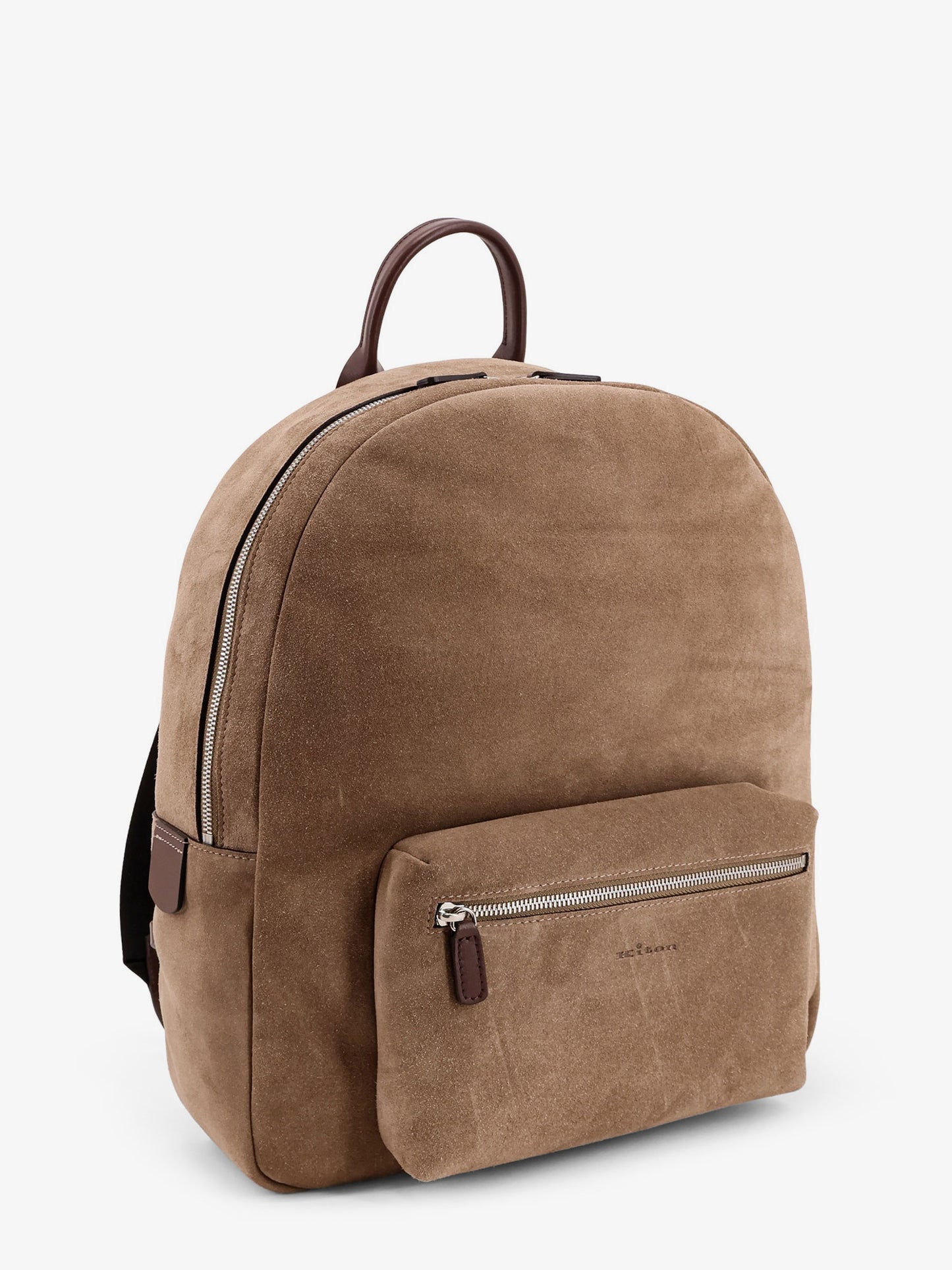 Suede backpack with engraved logo